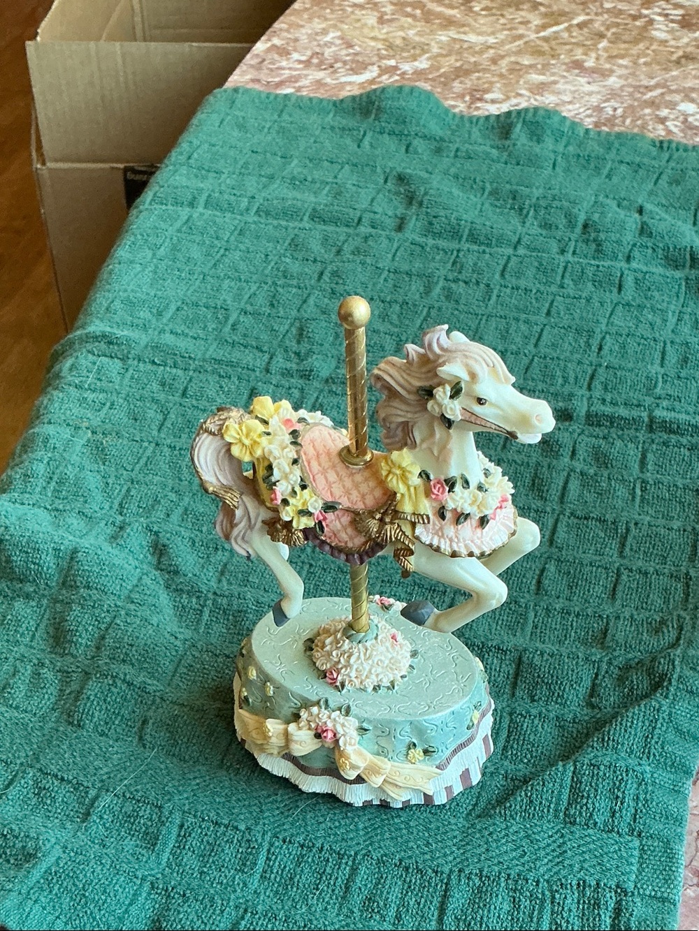 Decorative Pastel Carousel Horse Music Box - Blue